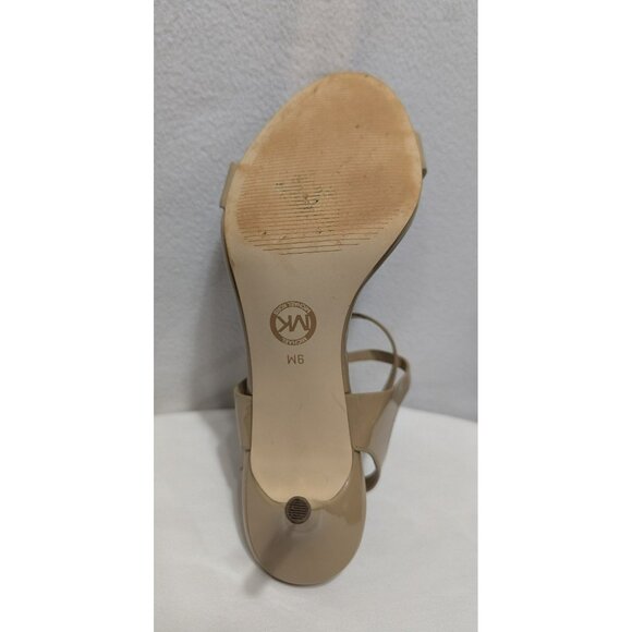 Michael Kors Kaylee Mid Heel Patent Strappy Nude Women Size 9 - Picture 6 of 12